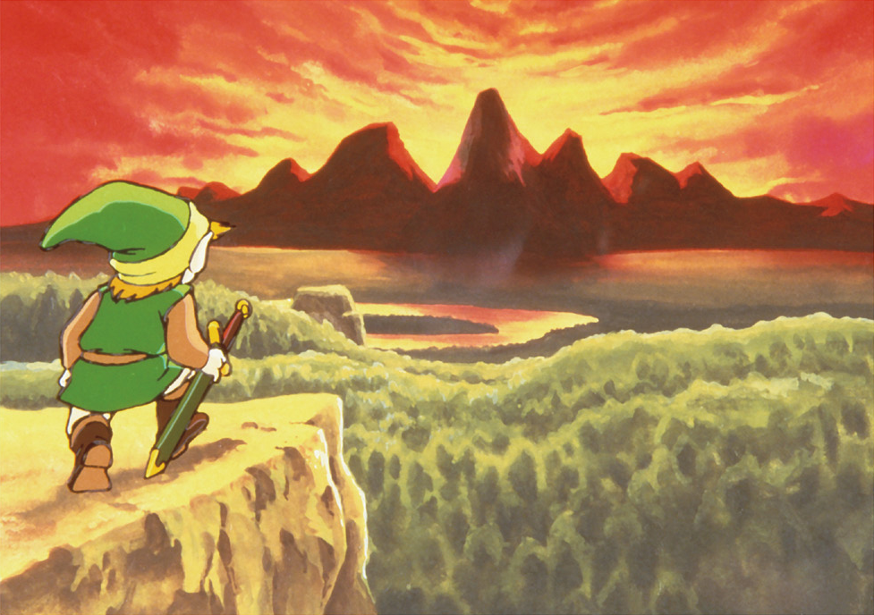 Link contemplant l'immensité d'Hyrule
